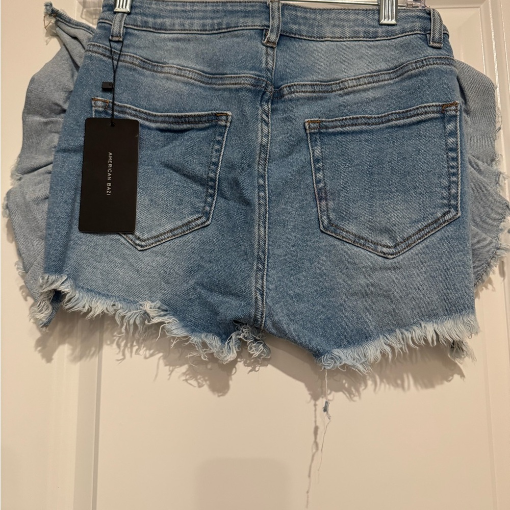 Distressed Denim Ruffle Shorts - Picture 2 of 2